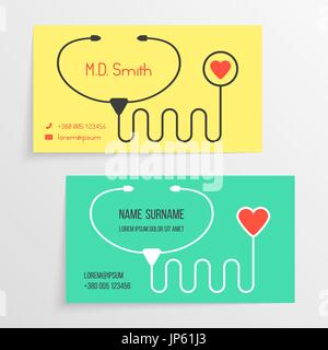 Modèle de carte de médecin avec icône stéthoscope Illustration de Vecteur