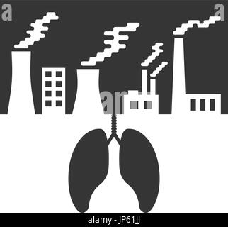 Les questions d'environnement dans les poumons et de la pollution atmosphérique Illustration de Vecteur