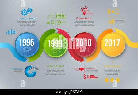 Étapes du processus de tableaux, avec des infographies Illustration de Vecteur