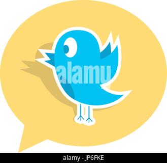 Blue Bird autocollant à bulle jaune Illustration de Vecteur