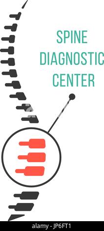 Centre de diagnostic de la colonne vertébrale avec grossissement de coeur la douleur Illustration de Vecteur