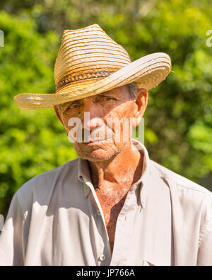 Agriculteur cubain, closeup portrait de face, premier homme, Cuba Banque D'Images