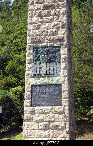 Monument à l'hymne national croate en 1935, Zelenjak érigée. Hrvatsko zagorje, Croatie Banque D'Images