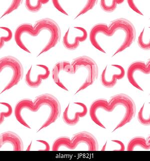 Motif romantique sans couture avec aquarelle rose coeurs imitation, vector illustration Illustration de Vecteur