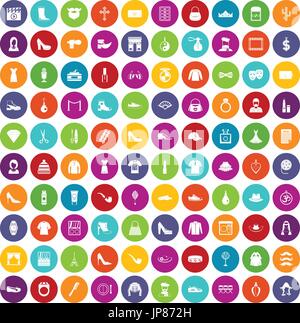 100 icônes couleur styliste Illustration de Vecteur