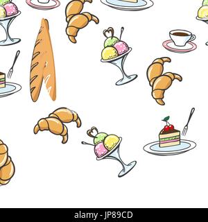 Les desserts sucrés à la main motif transparent, vector illustration Illustration de Vecteur