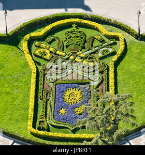 Vue aérienne de la place de l'actuel blason du Pape dans les jardins du Vatican à Rome. Banque D'Images