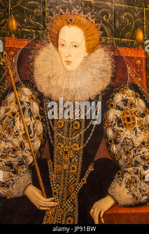 L'Angleterre, Londres, Greenwich, la Maison de la Reine, Portrait d'Elizabeth I par l'école anglaise Banque D'Images