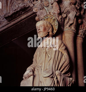 Saint James (Santiago) Apôtre, Portico da Gloria, Santiago de Compostela, Espagne Banque D'Images