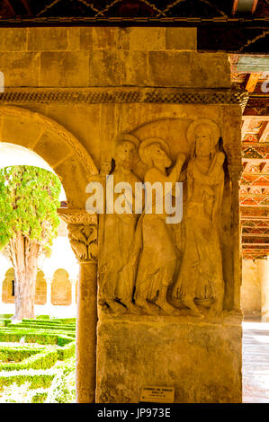 Cloître roman de Santo Domingo de Silos Monastery, Espagne Banque D'Images