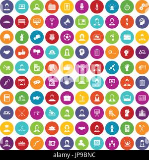 100 Le travail d'équipe icons set color Illustration de Vecteur