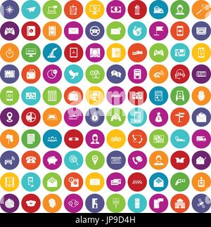 100 icônes téléphone couleur Illustration de Vecteur