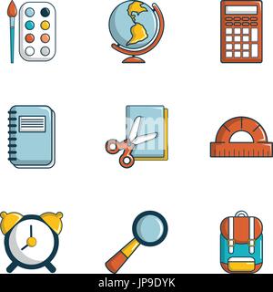 School icons set, style plat Illustration de Vecteur
