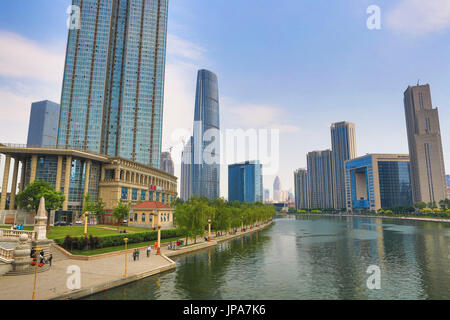 La Chine, Shanghai, Tianjin, la centrale de la rivière Hai, le World Financial Center Banque D'Images