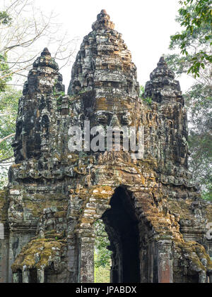 4 Head-Gopura, porte Nord, Angkor Thom, Banque D'Images