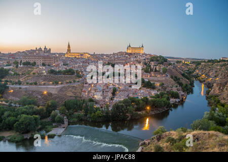 Espagne, Toledo, la ville de la rivière Tajo, ligne d'horizon, Banque D'Images