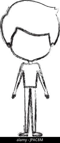 Silhouette floue monochrome fine caricature d'homme sans visage dans des vêtements avec hairstyle Illustration de Vecteur