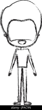 Silhouette floue monochrome fine caricature d'homme sans visage dans des vêtements avec barbe Illustration de Vecteur