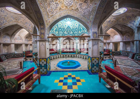 L'Iran, Kashan, ville Hammam Sultan Ahmad Mir (maison), baignoire, Banque D'Images