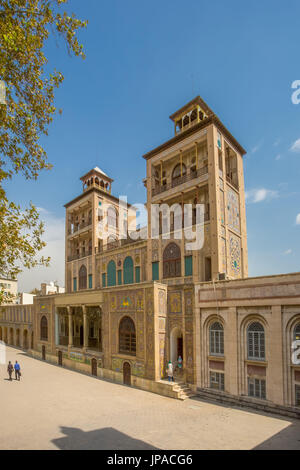 L'Iran, Téhéran Ville, le Golestan Palace complexe, Shams-Al Emarat (édifice du soleil) Banque D'Images