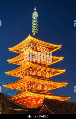 Le Japon, Honshu, Tokyo, Asakusa, Temple Sensoji aka d'Asakusa Kannon, Pagode Banque D'Images