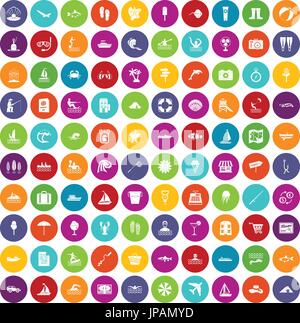 Les loisirs de l'eau 100 icons set color Illustration de Vecteur