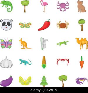 Les animaux australiens icons set, cartoon style Illustration de Vecteur