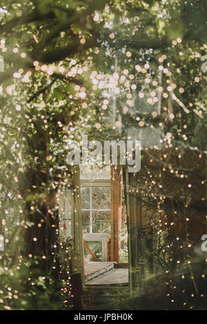 Autre mariage, abri de jardin, cordes des lumières Banque D'Images