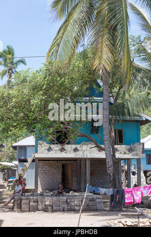 Maisons de la ville de Kampung Rinca, Komodo, Indonésie, l'UNESCO, patrimoine mondial Banque D'Images