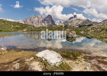 Sources de la rivière Rienza, Parc Naturel Trois Pics, Sesto Pusteria, district de Bolzano, le Tyrol du Sud, Italie, Europe Banque D'Images