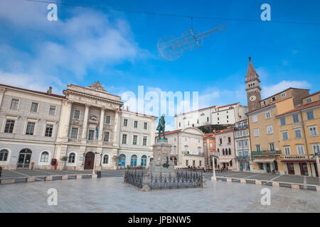 L'Europe, la Slovénie, l'Istrie. La place Tartini, Piran Banque D'Images