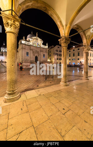 Dubrovnik : Eglise de Saint Blaise et la place Luza (Dubrovnik, Dubrovnik-Neretva county, région de Dalmatie, Croatie, Europe) Banque D'Images