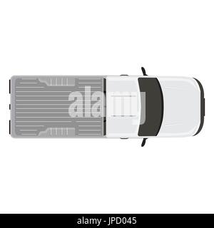 Vector illustration white pick up voiture, camion vue d'en haut. Illustration de Vecteur