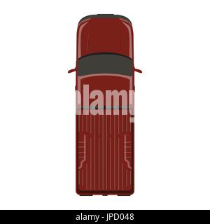 Pick up rouge illustration vectorielle, voiture, camion vue d'en haut. Illustration de Vecteur