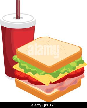 Sandwich avec boisson soda icône sur fond blanc un design coloré vector illustration Illustration de Vecteur