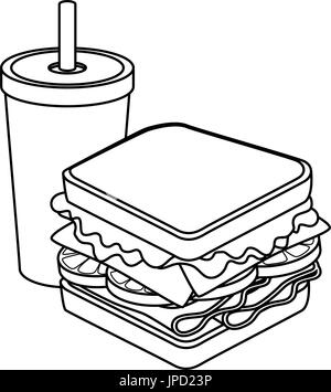 Sandwich avec boisson soda icône sur fond blanc vector illustration Illustration de Vecteur