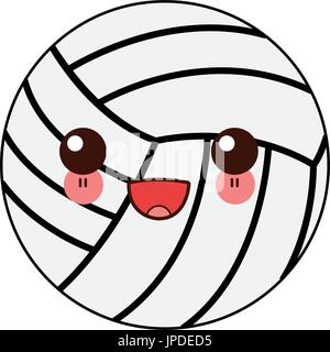 Kawaii-volley ball activité sports jouer comic cartoon Illustration de Vecteur