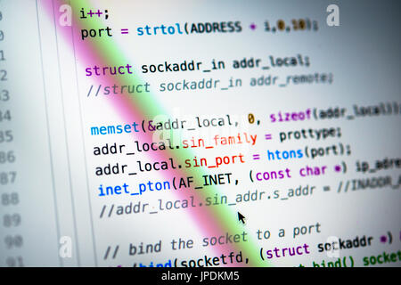 Syntaxe, code source, code, programmation en langage C, d'un programme informatique, programmation, capture d'écran Banque D'Images
