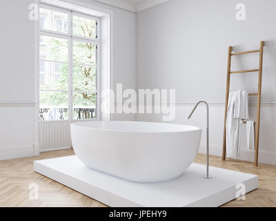 Salle de bains de luxe classique. Le rendu 3D Banque D'Images