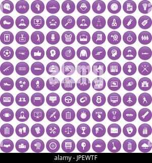 Victoire 100 icons set purple Illustration de Vecteur