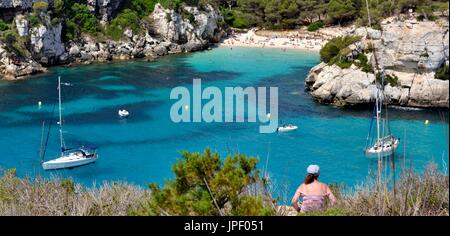 Cala Plage de Macarelleta Minorque Minorque espagne blue lagoon Banque D'Images