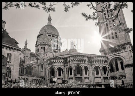 La Cathédrale du Sacré-Cœur au printemps à Paris, France Banque D'Images