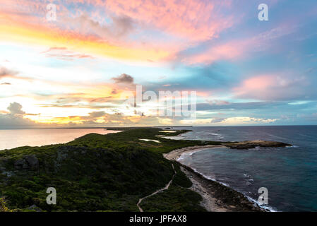 La Pointe des Châteaux au coucher du soleil, Guadeloupe Banque D'Images