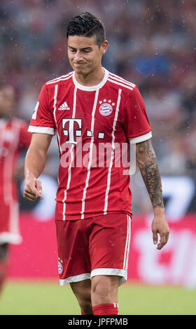 Munich, Allemagne. 06Th Aug 2017. Le Bayern Munich's James Rodriguez au cours de la gestes Audi Cup demi-finale opposant le FC Bayern Munich vs FC Liverpool à l'Allianz Arena de Munich, Allemagne, 01 août 2017. Photo : Sven Hoppe/dpa/Alamy Live News Banque D'Images