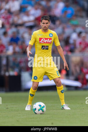 Munich, Allemagne. 1er août 2017. Jorginho (Napoli) Football/soccer : Audi Cup 2017 match entre l'Atletico de Madrid 2-1 SSC Napoli à l'Allianz Arena de Munich, Allemagne . Credit : Maurizio Borsari/AFLO/Alamy Live News Banque D'Images