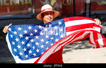 Vienne, Autriche. 09Th Aug 2017. Match de poule entre Phil Dalhausser, Nick LUCENA (USA) et Mariusz PRUDEL, Kacper KUJAWIAK (POL) à la FIVB Beach Volley-ball Championnats du monde à Vienne. Crédit : Petr Toman/Alamy Live News Banque D'Images