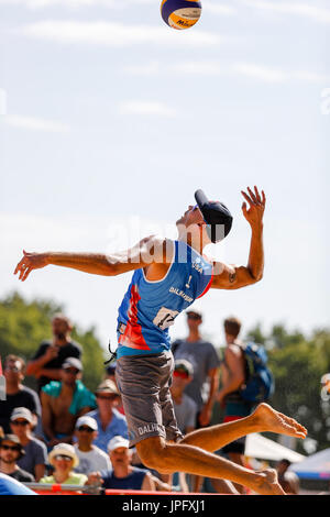 Vienne, Autriche. 09Th Aug 2017. Match de poule entre Phil Dalhausser, Nick LUCENA (USA) et Mariusz PRUDEL, Kacper KUJAWIAK (POL) à la FIVB Beach Volley-ball Championnats du monde à Vienne. Crédit : Petr Toman/Alamy Live News Banque D'Images