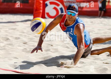 Vienne, Autriche. 09Th Aug 2017. Match de poule entre Phil Dalhausser, Nick LUCENA (USA) et Mariusz PRUDEL, Kacper KUJAWIAK (POL) à la FIVB Beach Volley-ball Championnats du monde à Vienne. Crédit : Petr Toman/Alamy Live News Banque D'Images