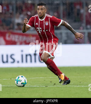 Munich, Allemagne. 06Th Aug 2017. Le Bayern de Munich, Corentin Tolisso en action au cours de l'Audi Cup demi-finale opposant le FC Bayern Munich vs FC Liverpool à l'Allianz Arena de Munich, Allemagne, 01 août 2017. Photo : Sven Hoppe/dpa/Alamy Live News Banque D'Images
