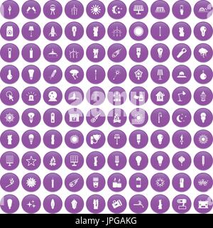 100 light source icons set purple Illustration de Vecteur